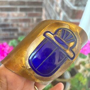 Vintage blue scarab beetle arm cuff bracelet